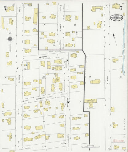 Sanborn Fire Insurance Map from New Berlin, Chenango County, New York (1929), Sheet #0007 - Complete Map Set gallery image, historic Sanborn map, vintage wall art, New York New York