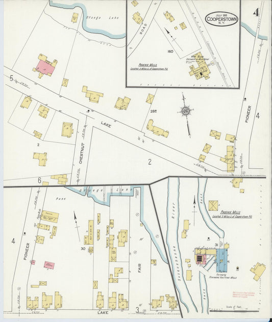 Sanborn Fire Insurance Map from Cooperstown, Otsego County, New York (1915), Sheet #0004 - Historic Sanborn Fire Insurance Map Print, vintage old map wall art, antique decor, genealogy gift, New York New York map