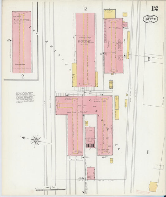 Sanborn Fire Insurance Map from Depew, Erie County, New York (1900), Sheet #0012 - Historic Sanborn Fire Insurance Map Print, vintage old map wall art, antique decor, genealogy gift, New York New York map