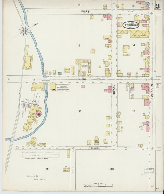 Sanborn Fire Insurance Map from Leesburg, Loudoun County, Virginia (1894), Sheet #0003 - Historic Sanborn Fire Insurance Map Print, vintage old map wall art, antique decor, genealogy gift, Virginia Virginia map