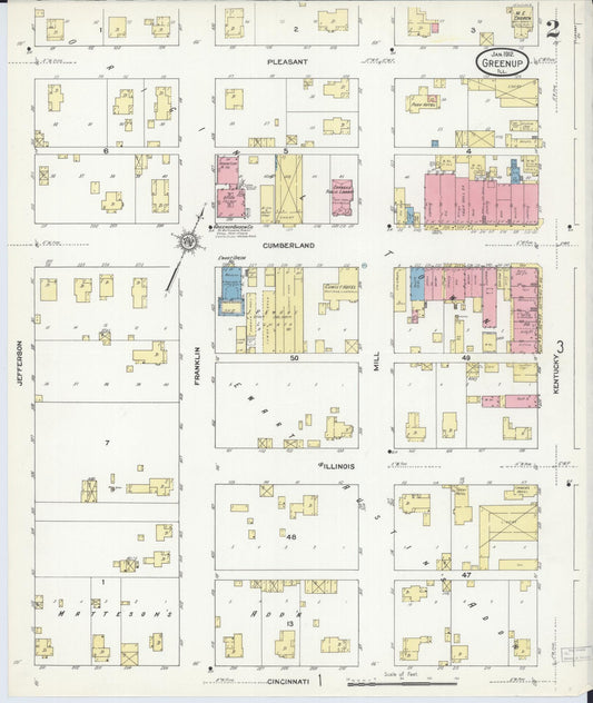 Sanborn Fire Insurance Map from Greenup, Cumberland County, Illinois (1912), Sheet #0002 - Historic Sanborn Fire Insurance Map Print, vintage old map wall art, antique decor, genealogy gift, Illinois Illinois map