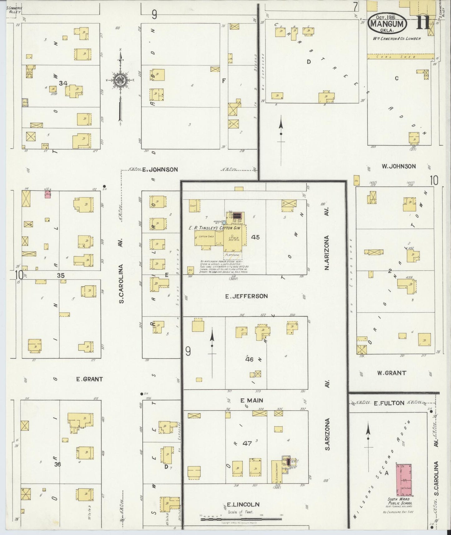 Sanborn Fire Insurance Map from Mangum, Greer County, Oklahoma (1916), Sheet #0011 - Complete Map Set gallery image, historic Sanborn map, vintage wall art, Oklahoma Oklahoma