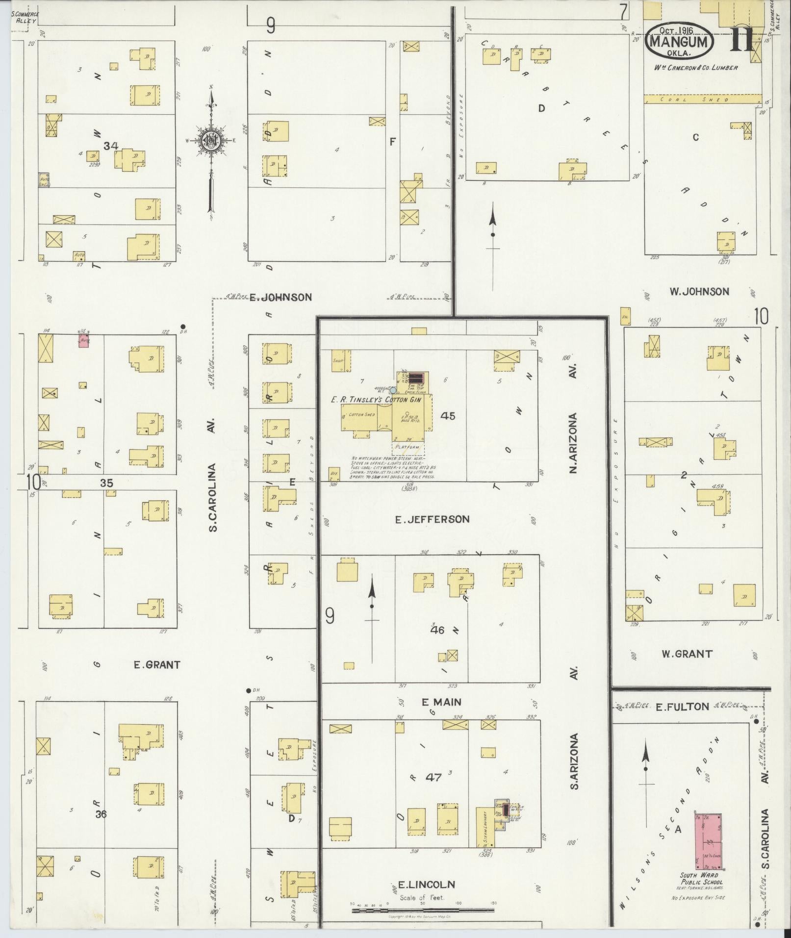 Sanborn Fire Insurance Map from Mangum, Greer County, Oklahoma (1916), Sheet #0011 - Complete Map Set gallery image, historic Sanborn map, vintage wall art, Oklahoma Oklahoma