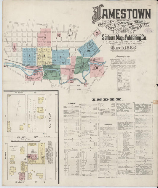 Sanborn Fire Insurance Map from Jamestown, Chautauqua County, New York. (1886) – Historic Sanborn Fire Insurance Map Print