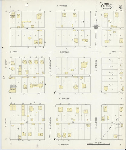 Sanborn Fire Insurance Map from Altus, Jackson County, Oklahoma (1914), Sheet #0004 - Complete Map Set gallery image, historic Sanborn map, vintage wall art, Oklahoma Oklahoma
