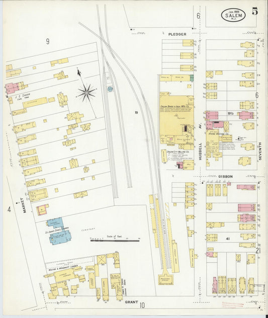 Sanborn Fire Insurance Map from Salem, Salem County, New Jersey (1909), Sheet #0005 - Historic Sanborn Fire Insurance Map Print, vintage old map wall art, antique decor, genealogy gift, New Jersey New Jersey map