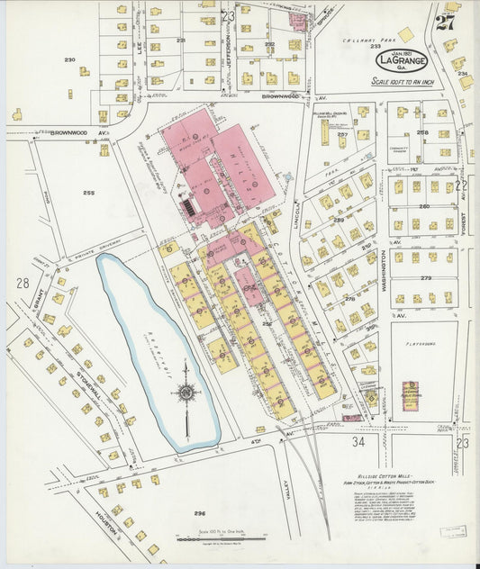 Sanborn Fire Insurance Map from La Grange, Troup County, Georgia (1921), Sheet #0027 - Historic Sanborn Fire Insurance Map Print, vintage old map wall art, antique decor, genealogy gift, Georgia Georgia map