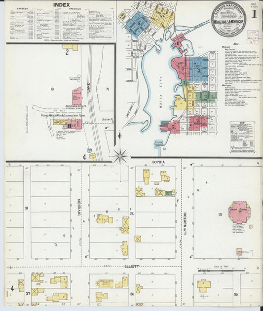 Sanborn Fire Insurance Map from Whitehall, Muskegon County, Michigan (1902), Sheet #0001 - Complete Map Set gallery image, historic Sanborn map, vintage wall art, Michigan Michigan