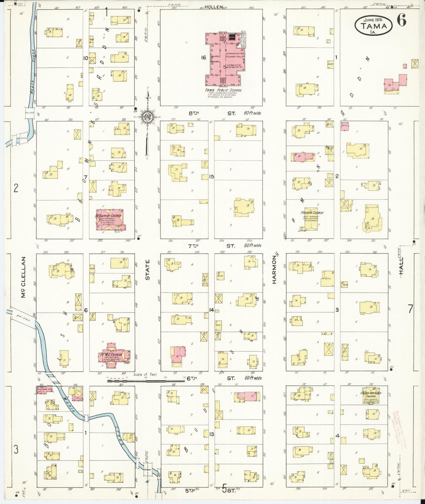 Sanborn Fire Insurance Map from Tama, Tama County, Iowa (1915), Sheet #0006 - Historic Sanborn Fire Insurance Map Print