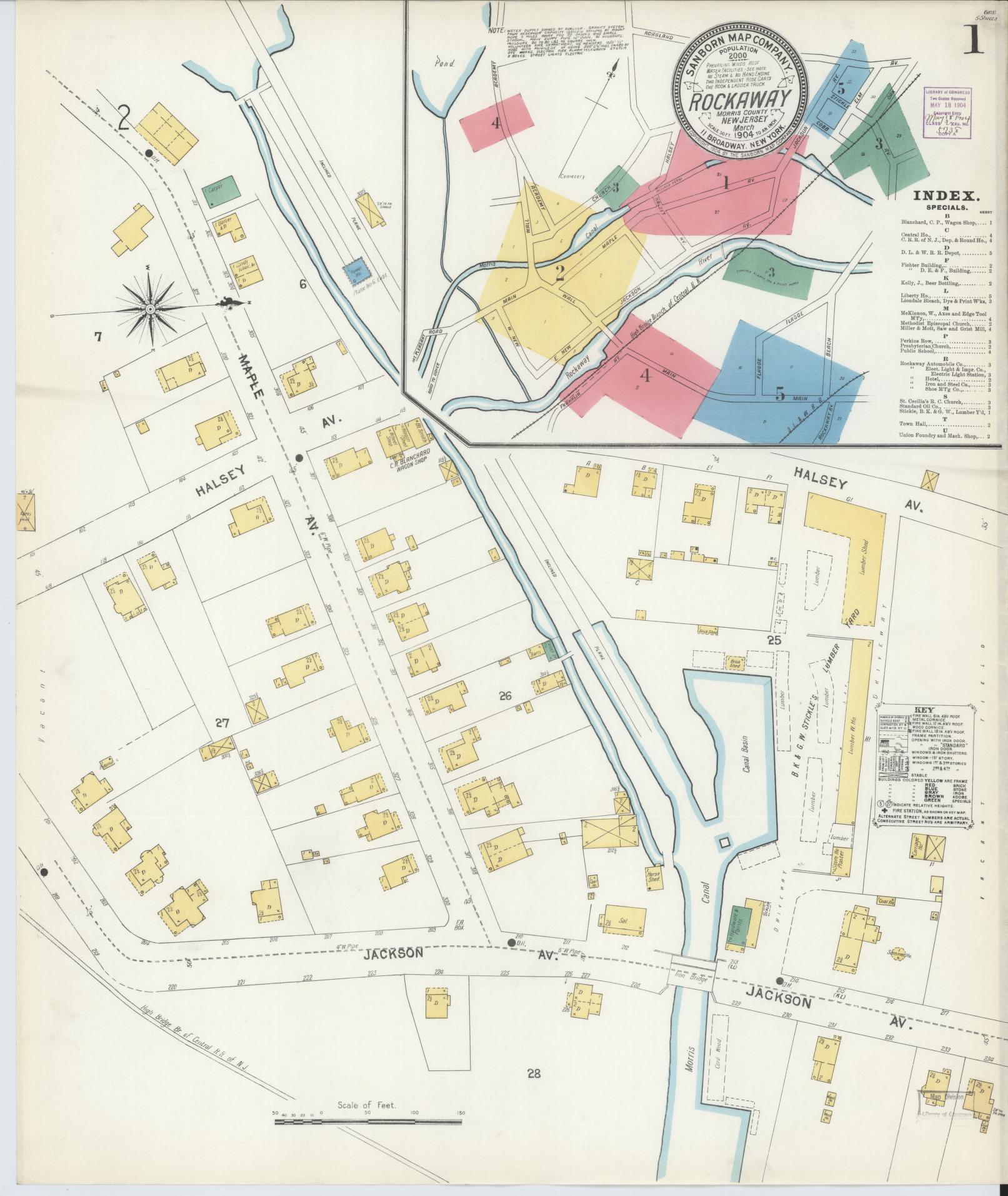 Sanborn Fire Insurance Map from Rockaway, Morris County, New Jersey. (1904) – Historic Sanborn Fire Insurance Map Print