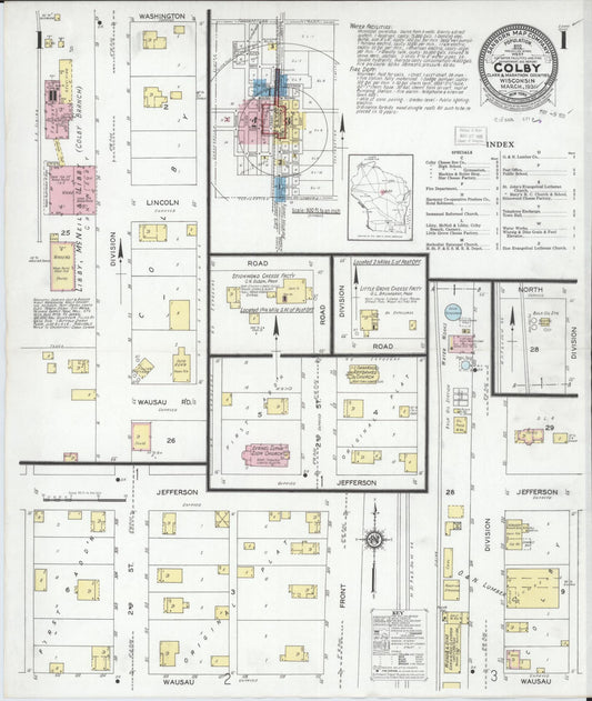 Sanborn Fire Insurance Map from Colby, Clark and Marathon Counties, Wisconsin (1931), Sheet #0001 - Complete Map Set gallery image, historic Sanborn map, vintage wall art, Wisconsin Wisconsin