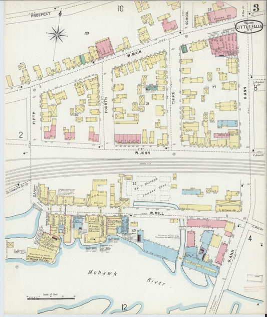 Sanborn Fire Insurance Map from Little Falls, Herkimer County, New York (1897), Sheet #0003 - Historic Sanborn Fire Insurance Map Print, vintage old map wall art, antique decor, genealogy gift, New York New York map
