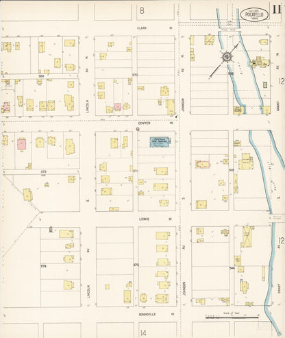 Sanborn Fire Insurance Map from Pocatello, Bannock County, Idaho (1915), Sheet #0011 - Complete Map Set gallery image, historic Sanborn map, vintage wall art, Idaho Idaho