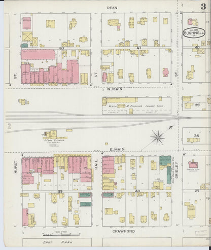 Sanborn Fire Insurance Map from Bushnell, Mcdonough County, Illinois (1893), Sheet #0003 - Historic Sanborn Fire Insurance Map Print, vintage old map wall art, antique decor, genealogy gift, Illinois Illinois map
