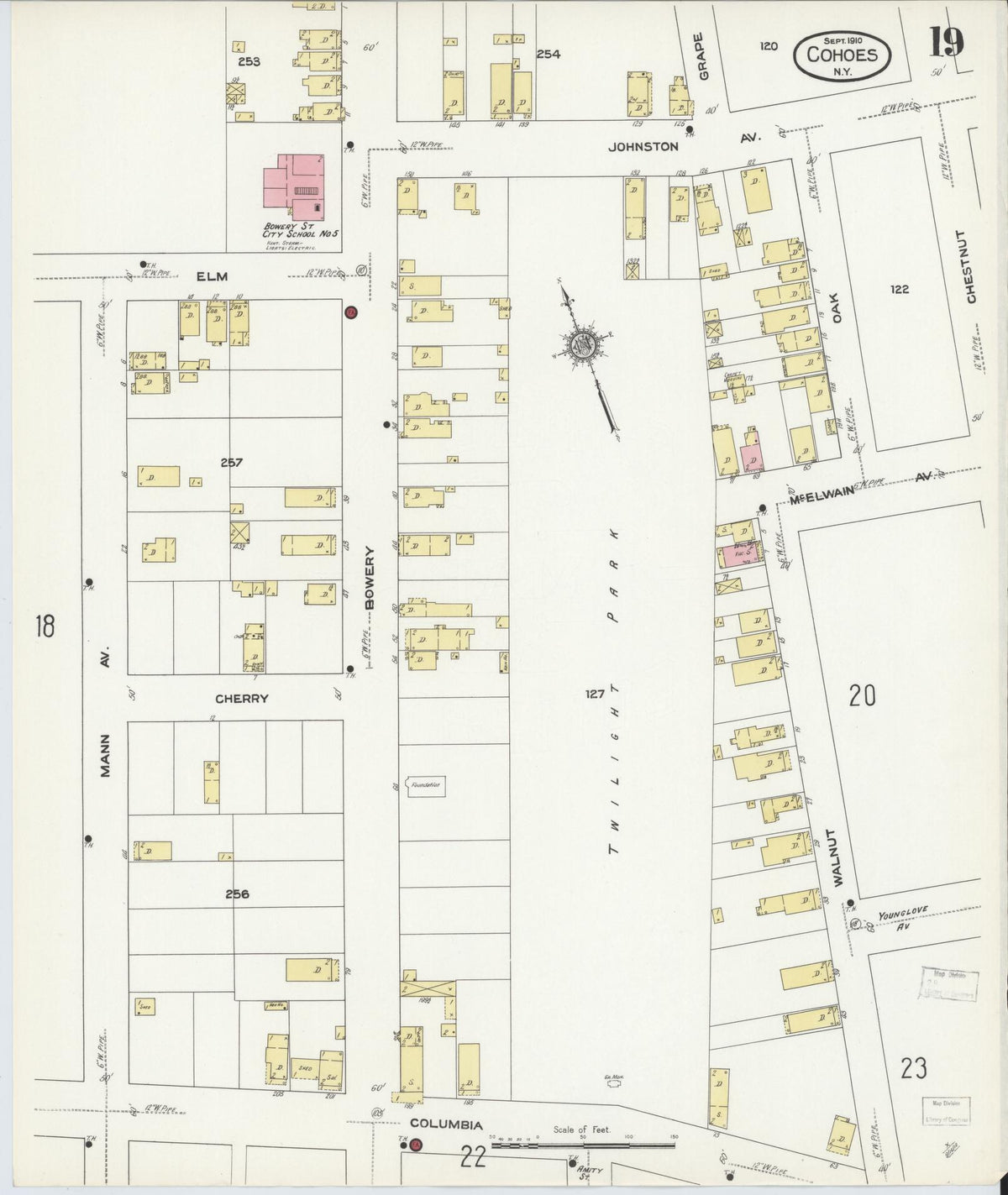 Sanborn Fire Insurance Map from Cohoes, Albany County, New York (1910), Sheet #0019 - Complete Map Set gallery image, historic Sanborn map, vintage wall art, New York New York