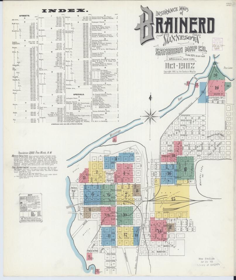 Sanborn Fire Insurance Map from Brainerd, Crow Wing County, Minnesota. (1902) – Map View