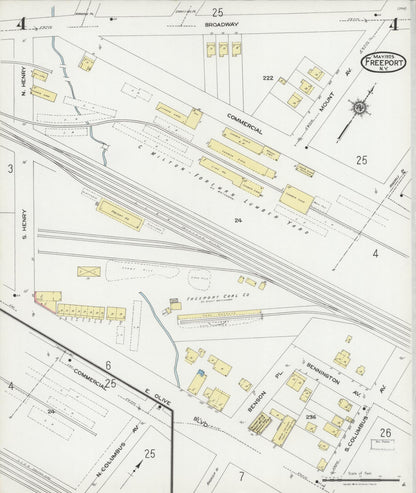 Sanborn Fire Insurance Map from Freeport, Nassau County, New York (1925), Sheet #0004 - Complete Map Set gallery image, historic Sanborn map, vintage wall art, New York New York