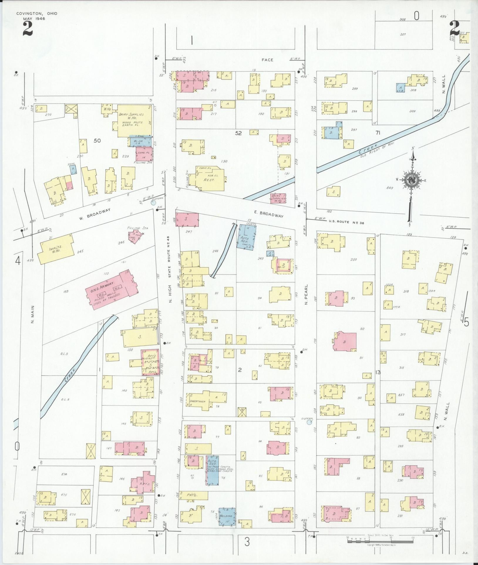 Sanborn Fire Insurance Map from Covington, Miami County, Ohio (1946), Sheet #0002 - Historic Sanborn Fire Insurance Map Print, vintage old map wall art, antique decor, genealogy gift, Ohio Ohio map