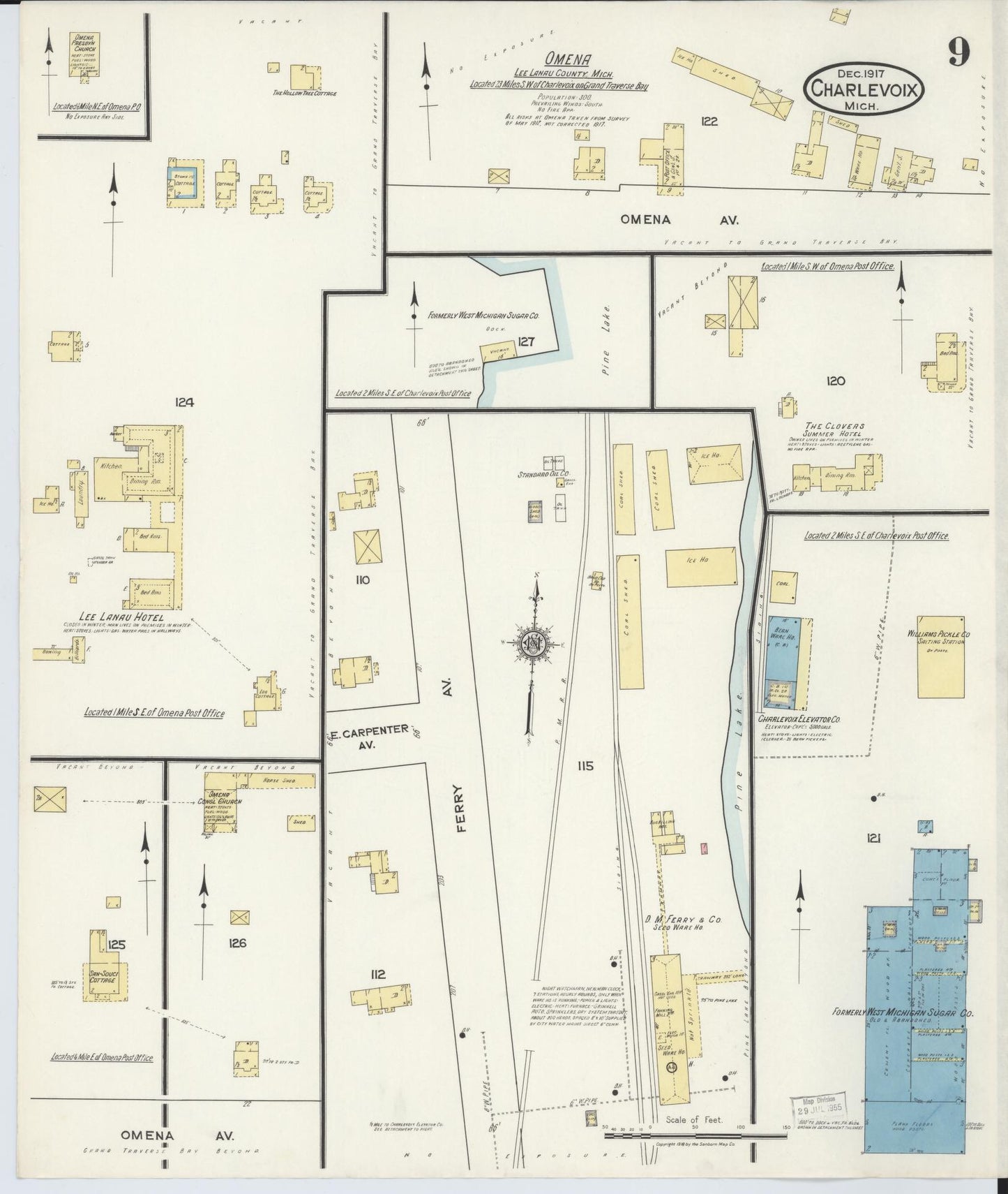 Sanborn Fire Insurance Map from Charlevoix, Charlevoix County, Michigan (1917), Sheet #0009 - Complete Map Set gallery image, historic Sanborn map, vintage wall art, Michigan Michigan