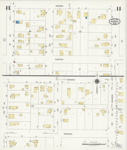 Sanborn Fire Insurance Map from Anoka, Anoka County, Minnesota (1925), Sheet #0011 - Complete Map Set gallery image, historic Sanborn map, vintage wall art, Minnesota Minnesota