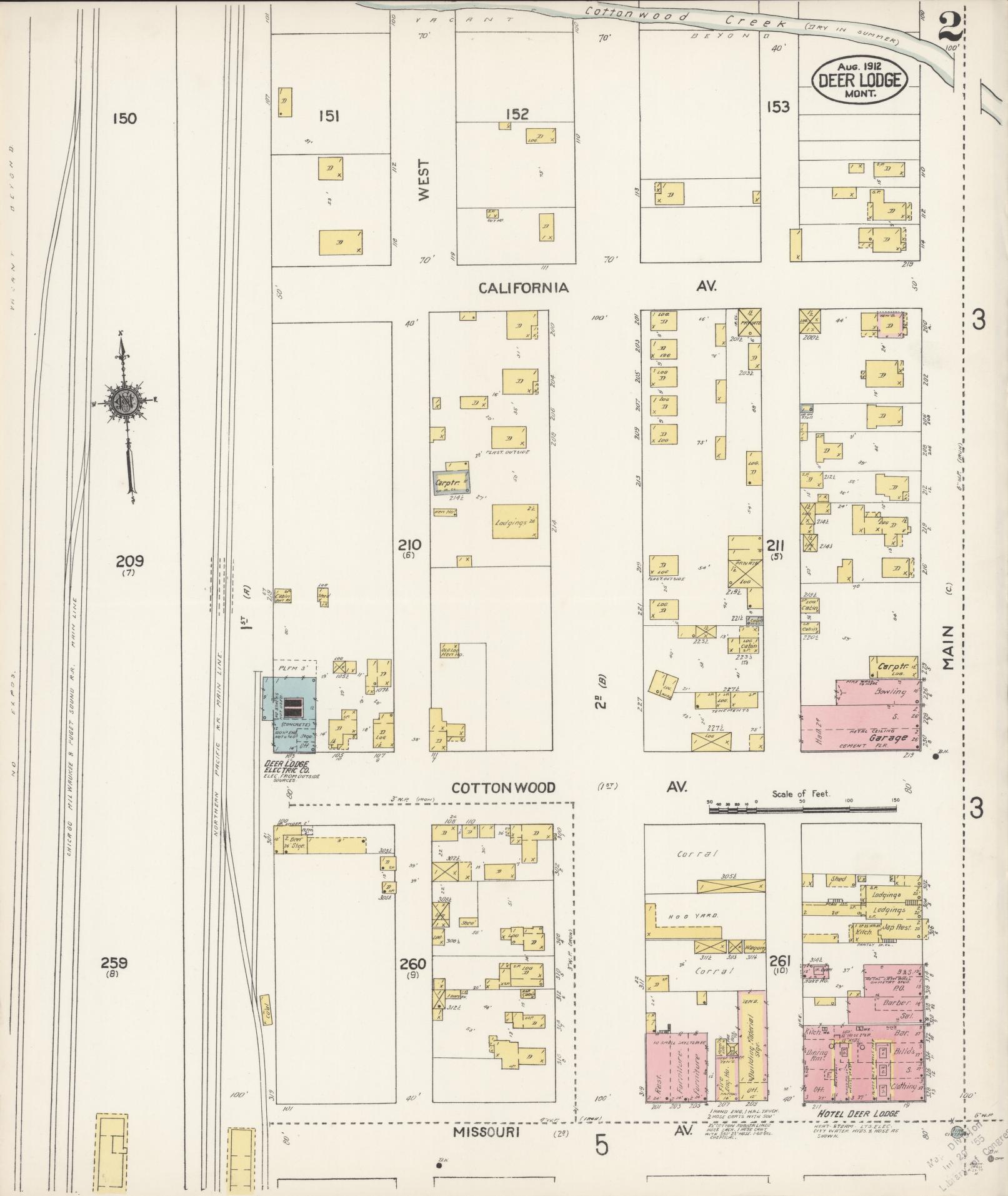 Sanborn Fire Insurance Map from Deer Lodge, Powell County, Montana (1912), Sheet #0002 - Complete Map Set gallery image, historic Sanborn map, vintage wall art, Montana Montana