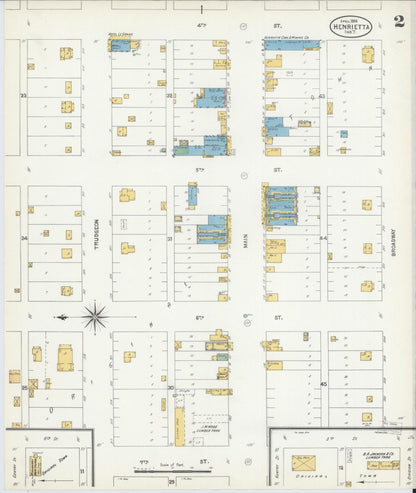 Sanborn Fire Insurance Map from Henryetta, Okmulgee County, Oklahoma (1904), Sheet #0002 - Complete Map Set gallery image, historic Sanborn map, vintage wall art, Oklahoma Oklahoma
