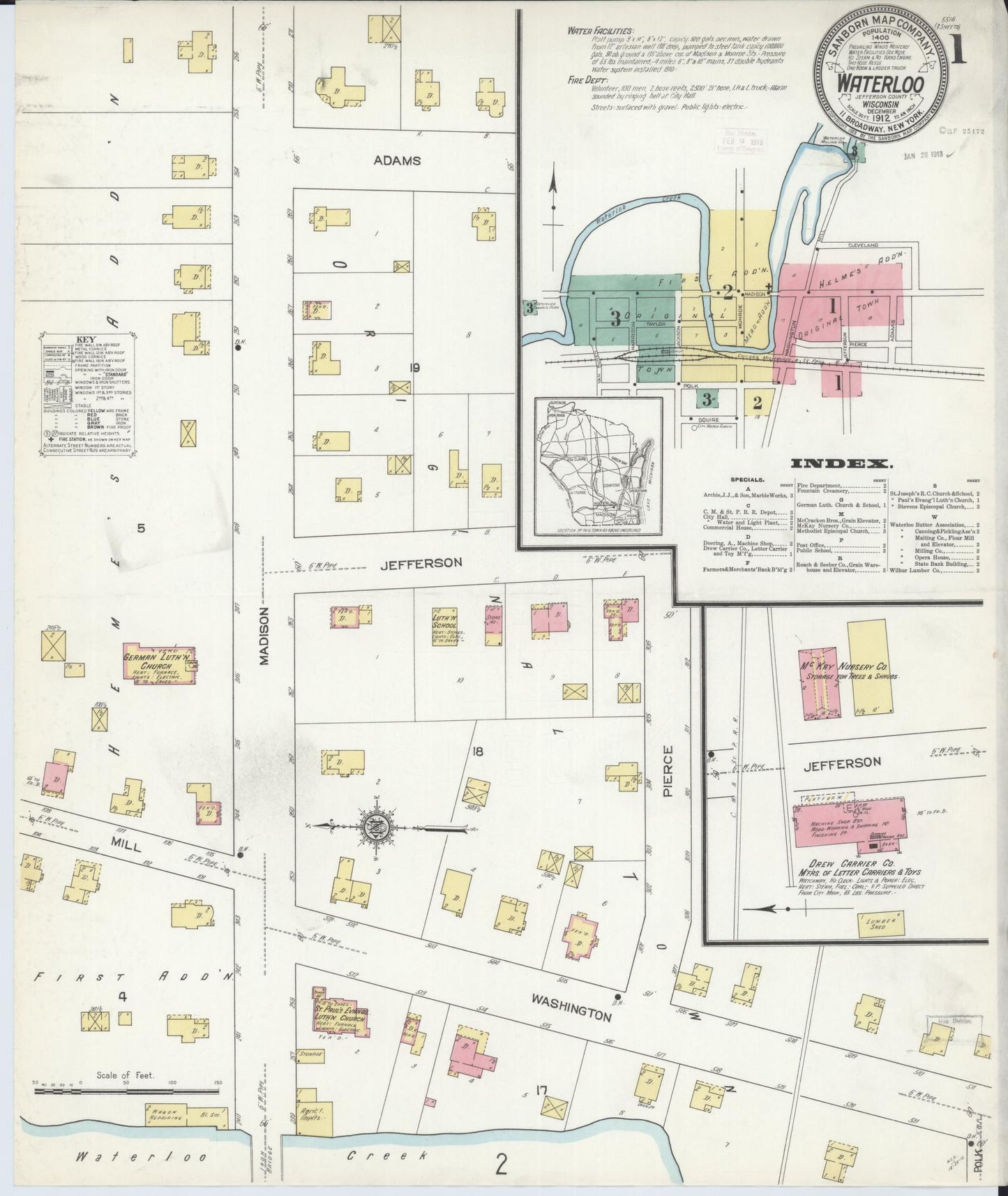 Waterloo, Jefferson County, Wisconsin (1912) – Sanborn Fire Insurance Map – Map View