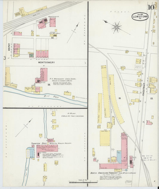 Sanborn Fire Insurance Map from Lewistown, Mifflin County, Pennsylvania (1896), Sheet #0010 - Historic Sanborn Fire Insurance Map Print, vintage old map wall art, antique decor, genealogy gift, Pennsylvania Pennsylvania map