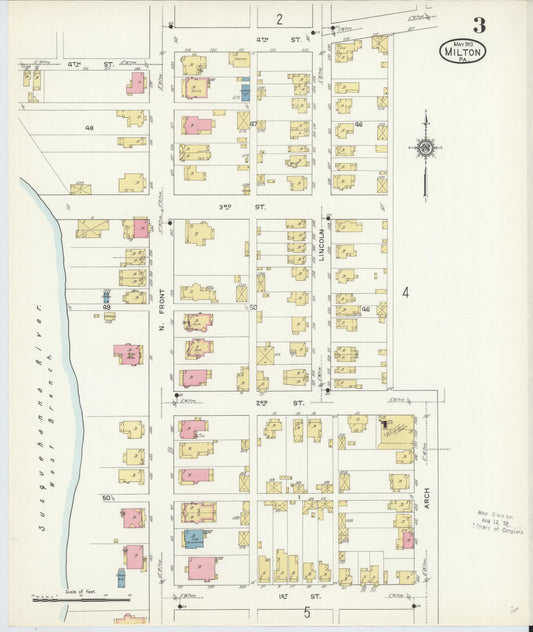 Sanborn Fire Insurance Map from Milton, Northumberland County, Pennsylvania (1913), Sheet #0003 - Historic Sanborn Fire Insurance Map Print, vintage old map wall art, antique decor, genealogy gift, Pennsylvania Pennsylvania map