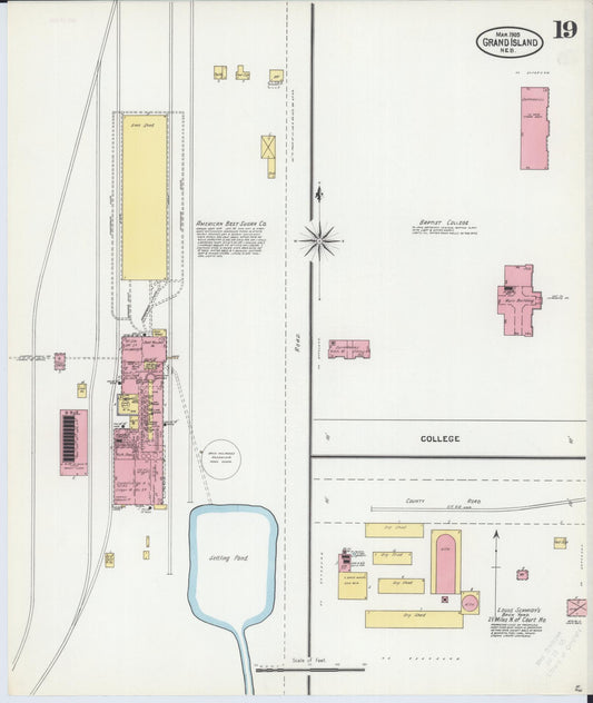 Sanborn Fire Insurance Map from Grand Island, Hall County, Nebraska (1905), Sheet #0019 - Historic Sanborn Fire Insurance Map Print, vintage old map wall art, antique decor, genealogy gift, Nebraska Nebraska map
