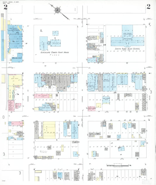 Sanborn Fire Insurance Map from Santa Rosa, Guadalupe County, New Mexico (1951), Sheet #0002 - Historic Sanborn Fire Insurance Map Print, vintage old map wall art, antique decor, genealogy gift, New Mexico New Mexico map