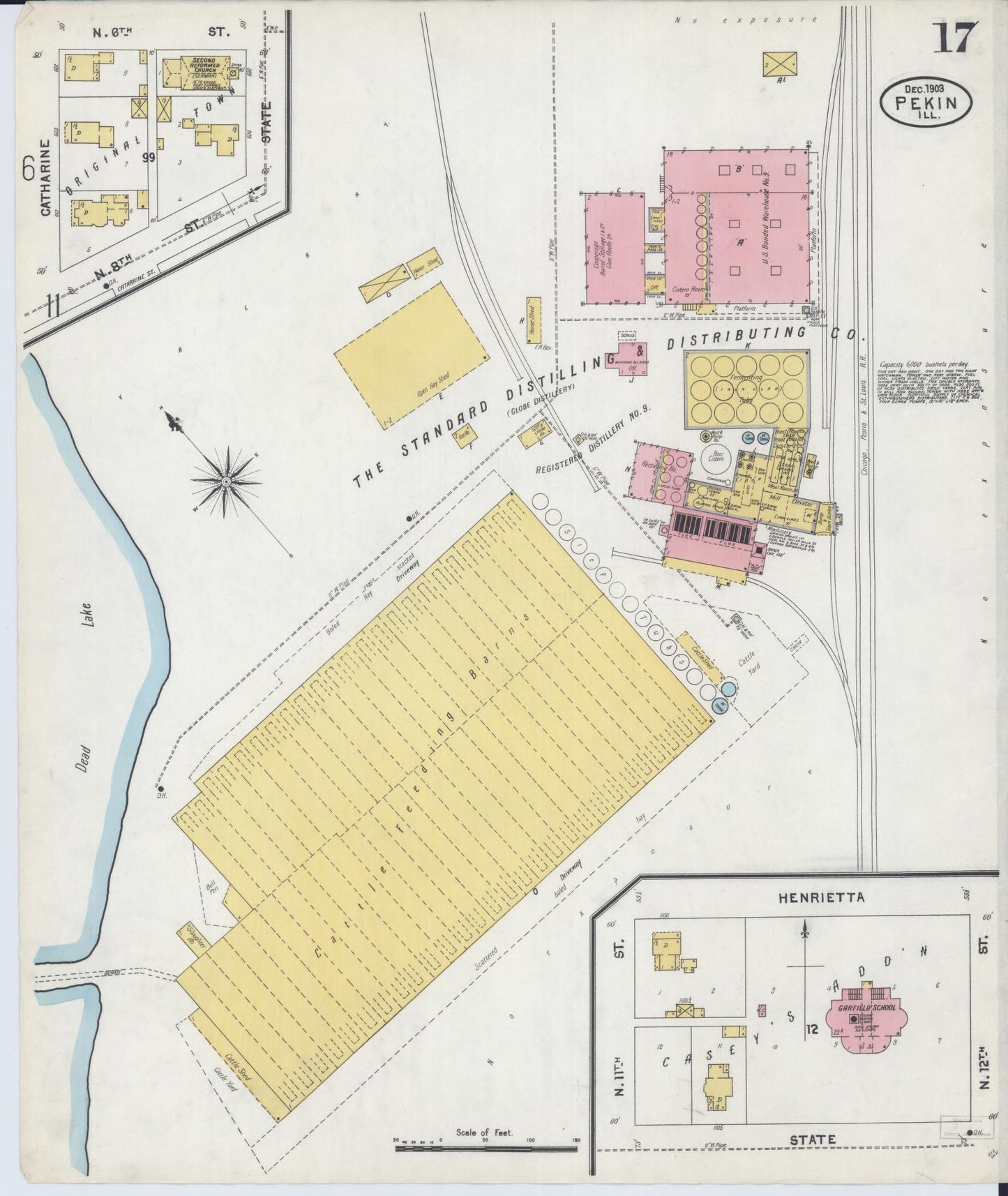 Sanborn Fire Insurance Map from Pekin, Tazewell County, Illinois (1903), Sheet #0017 - Historic Sanborn Fire Insurance Map Print, vintage old map wall art, antique decor, genealogy gift, Illinois Illinois map