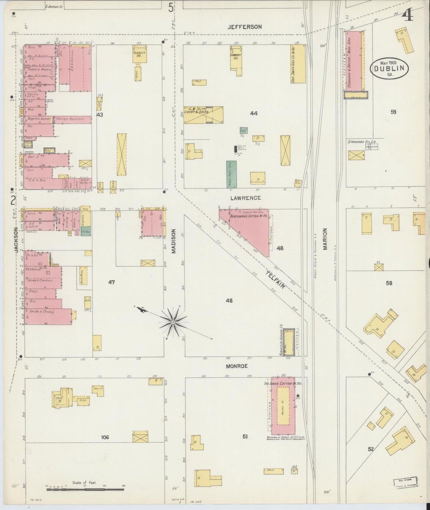 Sanborn Fire Insurance Map from Dublin, Laurens County, Georgia (1903), Sheet #0004 - Complete Map Set gallery image, historic Sanborn map, vintage wall art, Georgia Georgia