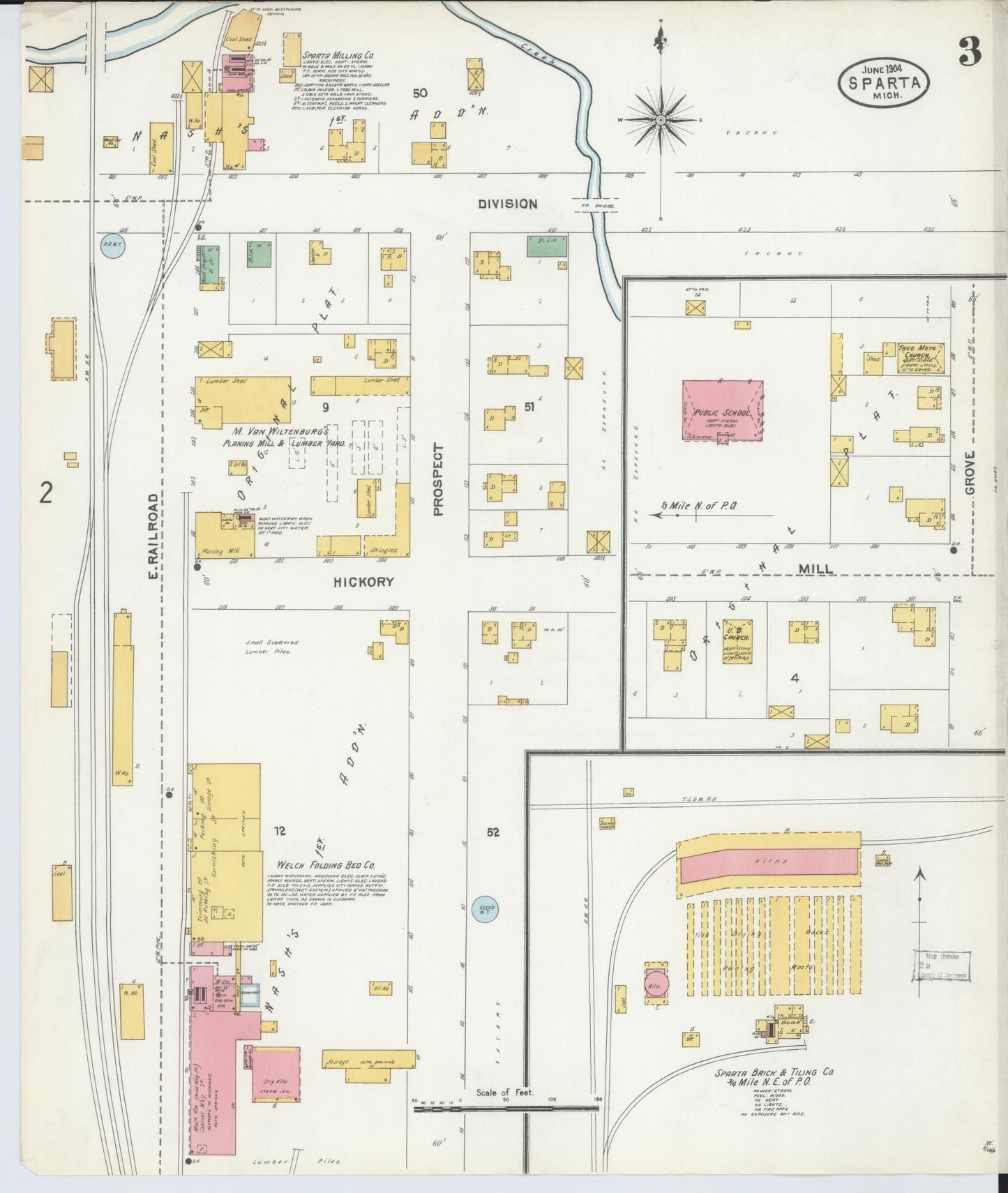 Sanborn Fire Insurance Map from Sparta, Kent County, Michigan (1904), Sheet #0003 - Historic Sanborn Fire Insurance Map Print, vintage old map wall art, antique decor, genealogy gift, Michigan Michigan map