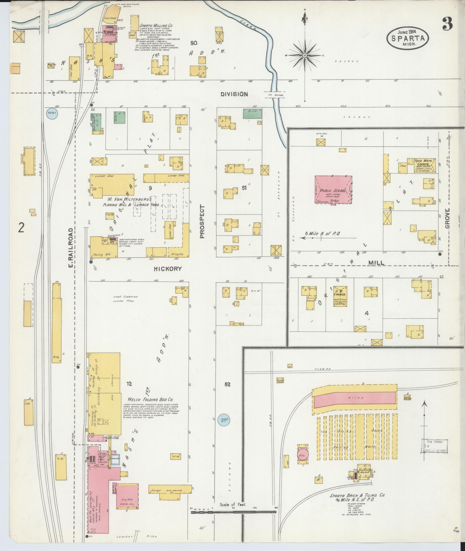 Sanborn Fire Insurance Map from Sparta, Kent County, Michigan (1904), Sheet #0003 - Historic Sanborn Fire Insurance Map Print, vintage old map wall art, antique decor, genealogy gift, Michigan Michigan map