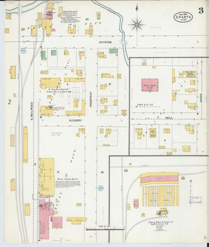 Sanborn Fire Insurance Map from Sparta, Kent County, Michigan (1904), Sheet #0003 - Historic Sanborn Fire Insurance Map Print, vintage old map wall art, antique decor, genealogy gift, Michigan Michigan map