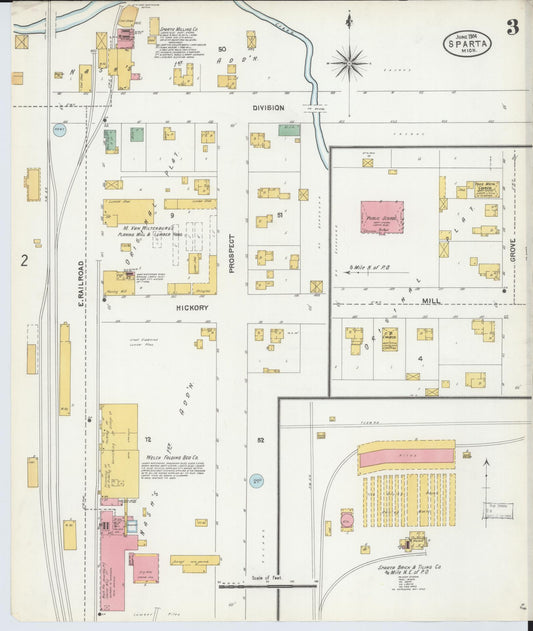 Sanborn Fire Insurance Map from Sparta, Kent County, Michigan (1904), Sheet #0003 - Historic Sanborn Fire Insurance Map Print, vintage old map wall art, antique decor, genealogy gift, Michigan Michigan map