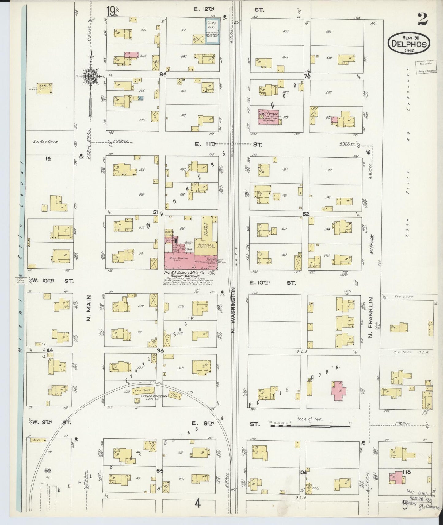 Sanborn Fire Insurance Map from Delphos, Van Wert And Allen Counties, Ohio (1911), Sheet #0002 - Historic Sanborn Fire Insurance Map Print, vintage old map wall art, antique decor, genealogy gift, Ohio Ohio map