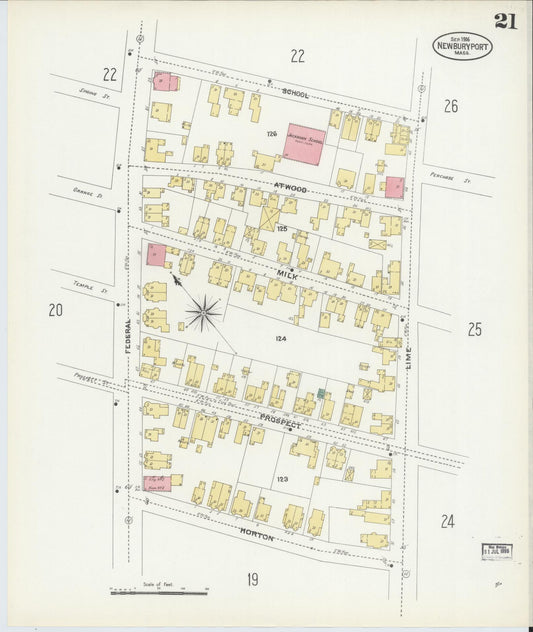 Sanborn Fire Insurance Map from Newburyport, Essex County, Massachusetts (1906), Sheet #0021 - Historic Sanborn Fire Insurance Map Print, vintage old map wall art, antique decor, genealogy gift, Massachusetts Massachusetts map