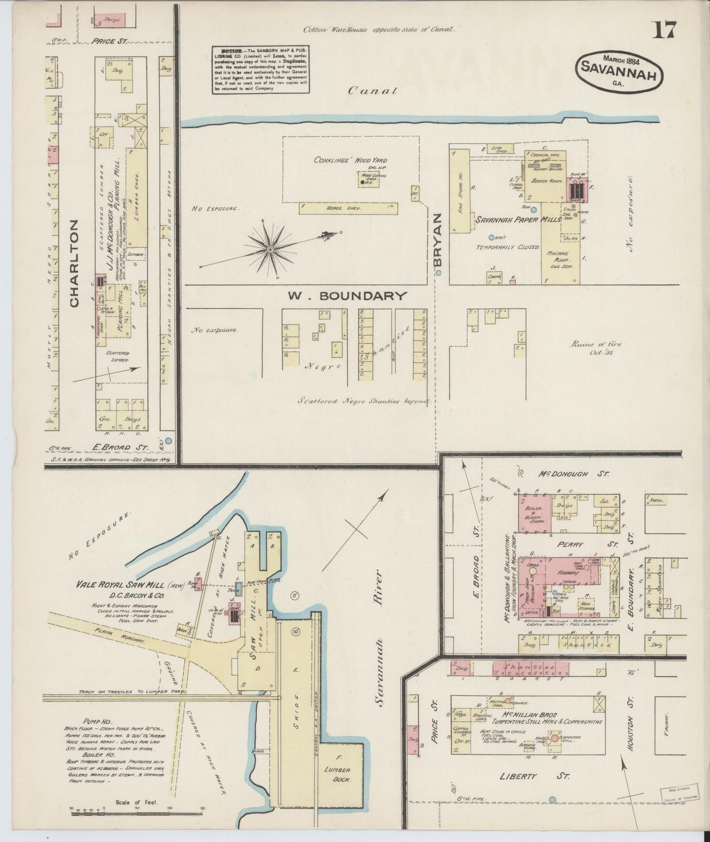 Sanborn Fire Insurance Map from Savannah, Chatham County, Georgia (1884), Sheet #0017 - Complete Map Set gallery image, historic Sanborn map, vintage wall art, Georgia Georgia