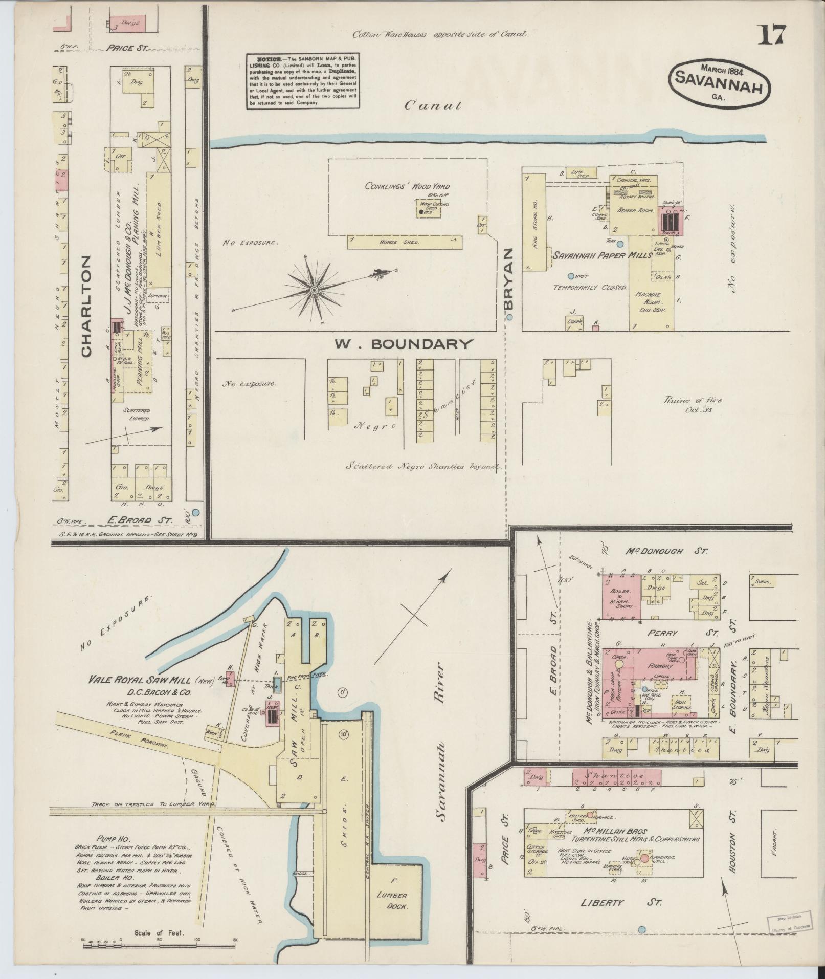 Sanborn Fire Insurance Map from Savannah, Chatham County, Georgia (1884), Sheet #0017 - Complete Map Set gallery image, historic Sanborn map, vintage wall art, Georgia Georgia