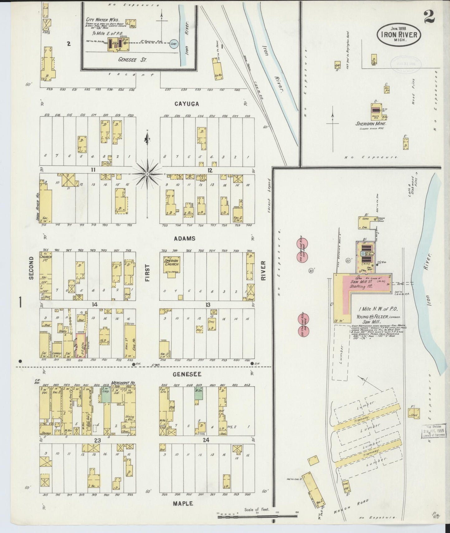 Sanborn Fire Insurance Map from Iron River, Iron County, Michigan (1898), Sheet #0002 - Complete Map Set gallery image, historic Sanborn map, vintage wall art, Michigan Michigan