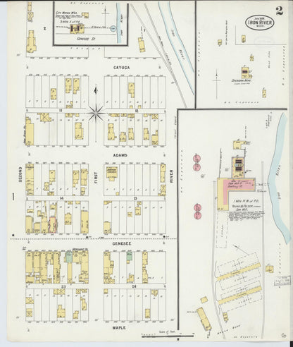 Sanborn Fire Insurance Map from Iron River, Iron County, Michigan (1898), Sheet #0002 - Complete Map Set gallery image, historic Sanborn map, vintage wall art, Michigan Michigan