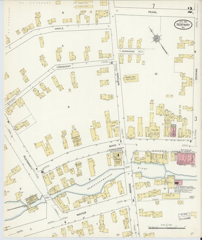 Sanborn Fire Insurance Map from Norway, Oxford County, Maine (1913), Sheet #0002 - Complete Map Set gallery image, historic Sanborn map, vintage wall art, Maine Maine