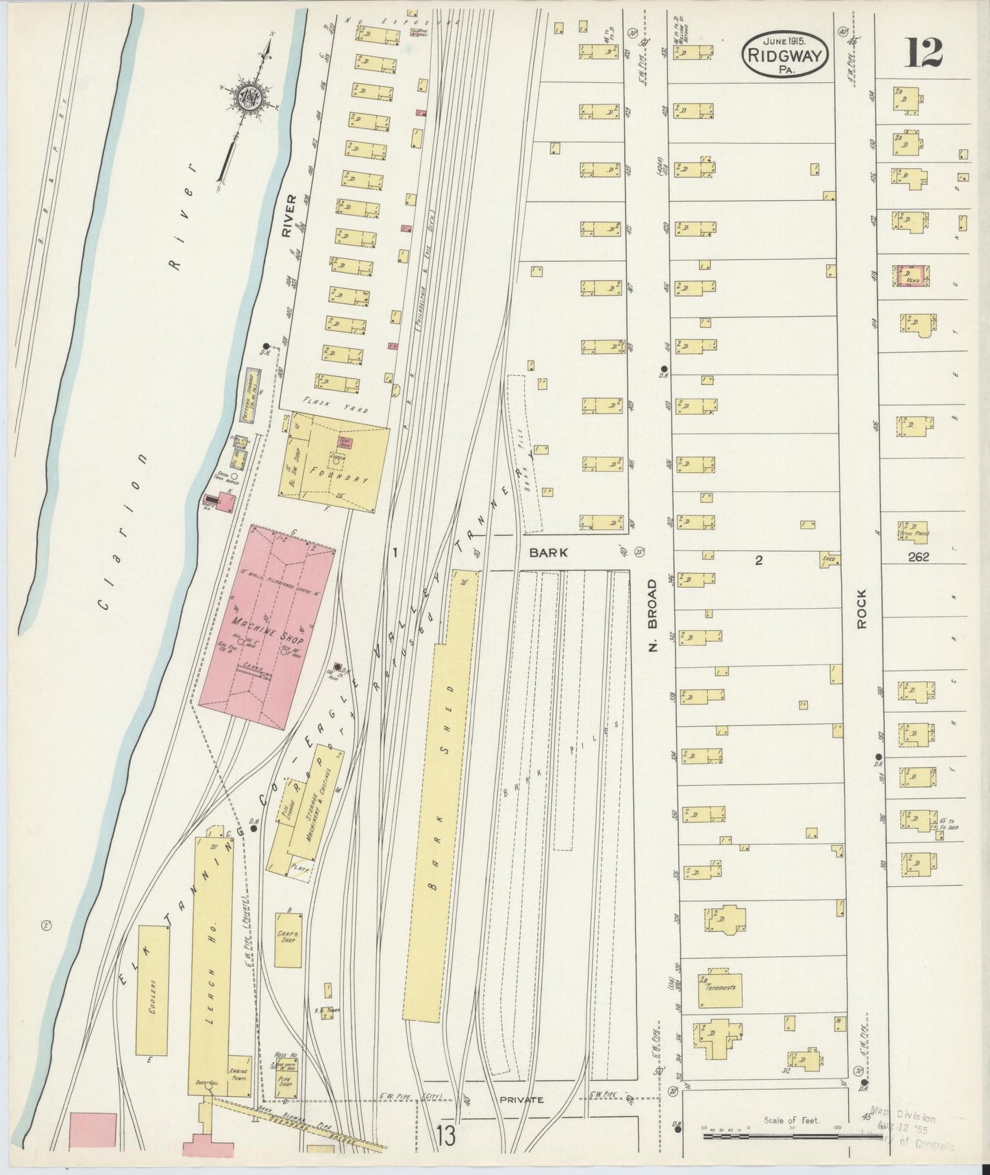 Sanborn Fire Insurance Map from Ridgway, Elk County, Pennsylvania (1915), Sheet #0012 - Complete Map Set gallery image, historic Sanborn map, vintage wall art, Pennsylvania Pennsylvania