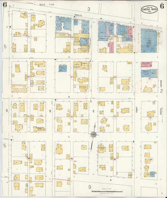Sanborn Fire Insurance Map from Castle Rock, Cowlitz County, Washington (1931), Sheet #0006 - Historic Sanborn Fire Insurance Map Print, vintage old map wall art, antique decor, genealogy gift, Washington Washington map