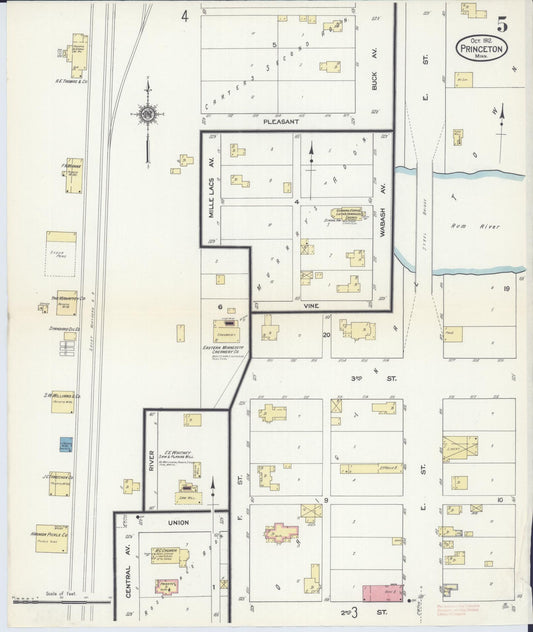 Sanborn Fire Insurance Map from Princeton, Mille Lacs County, Minnesota (1912), Sheet #0005 - Historic Sanborn Fire Insurance Map Print, vintage old map wall art, antique decor, genealogy gift, Minnesota Minnesota map