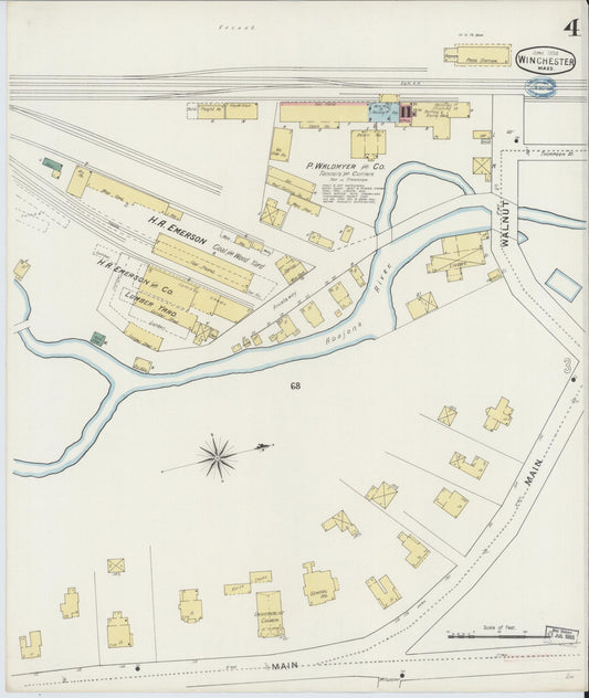 Sanborn Fire Insurance Map from Winchester, Middlesex County, Massachusetts (1894), Sheet #0004 - Historic Sanborn Fire Insurance Map Print, vintage old map wall art, antique decor, genealogy gift, Massachusetts Massachusetts map