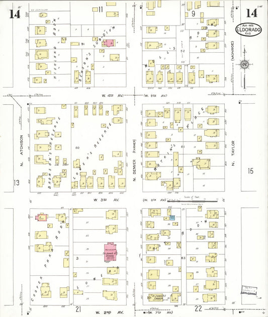 Sanborn Fire Insurance Map from El Dorado, Butler County, Kansas (1923), Sheet #0014 - Historic Sanborn Fire Insurance Map Print, vintage old map wall art, antique decor, genealogy gift, Kansas Kansas map