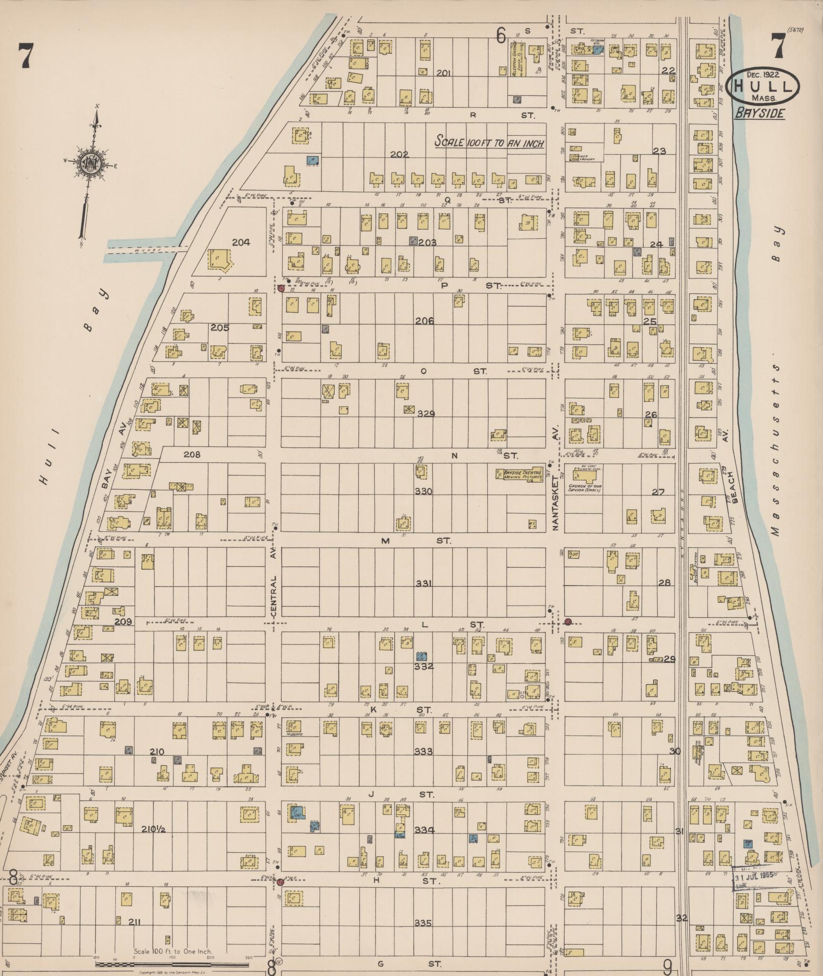 Sanborn Fire Insurance Map from Hull, Plymouth County, Massachusetts (1922), Sheet #0007 - Complete Map Set gallery image, historic Sanborn map, vintage wall art, Massachusetts Massachusetts